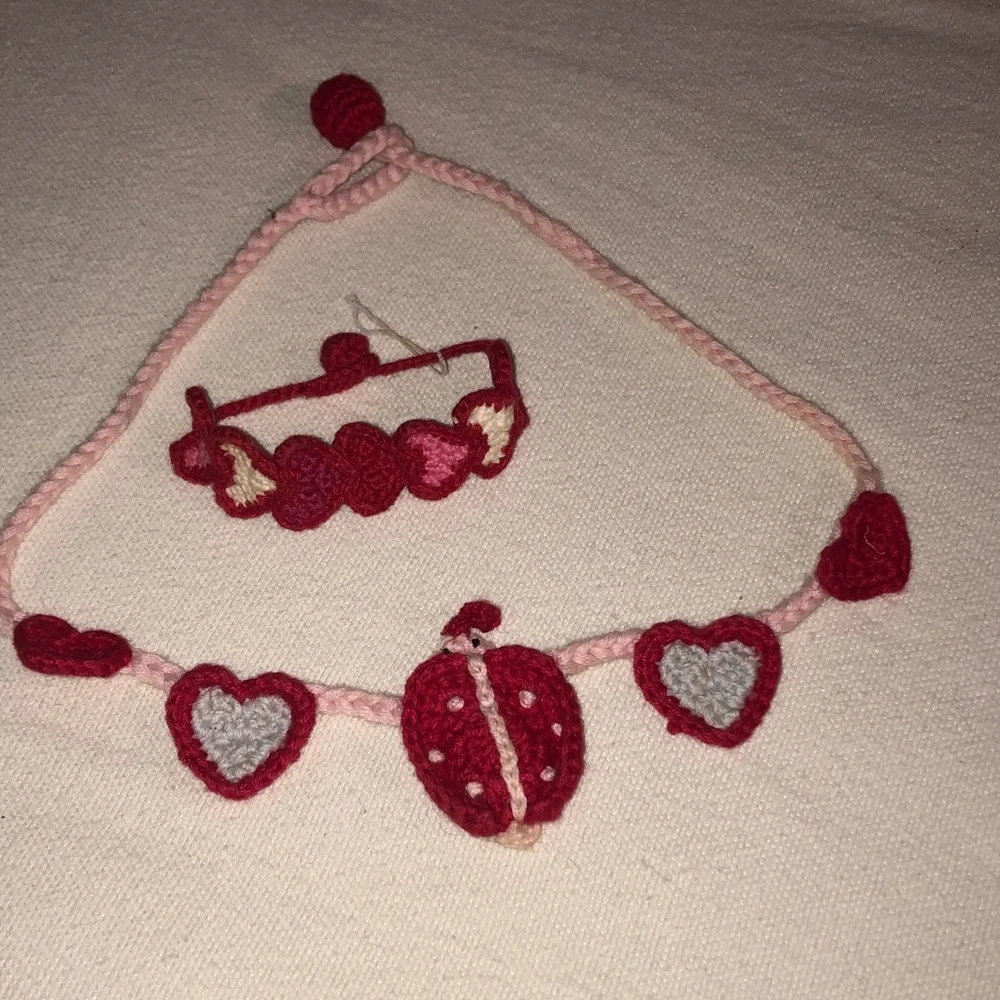 Hanna Andersson Crochet ladybug, necklace heart bracelet